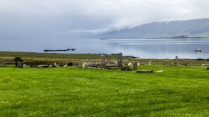 Islande à vélo 2014, cimetière en bord du Hvallfjordur