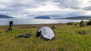 Islande à vélo 2014, bivouac en bord du Hvallfjordur
