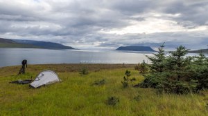 Islande à vélo 2014, bivouac au pied du Hvallfjordur