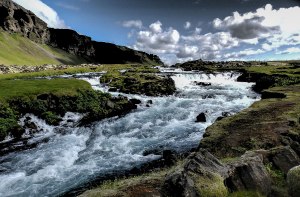 Islande à vélo 2014, cascade en bord de route 1 dans le sud
