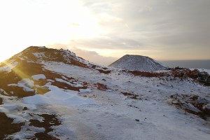 Volcan des îles Vestmann, en Islande à vélo en hiver