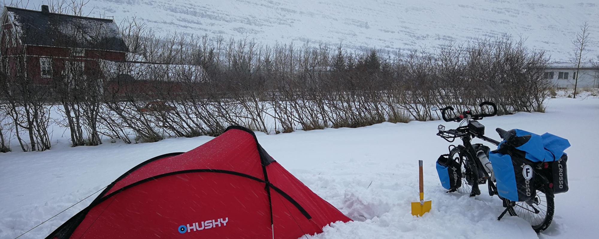 En Islande à vélo en hiver 2017/2018, camping de Seydisfjordur
