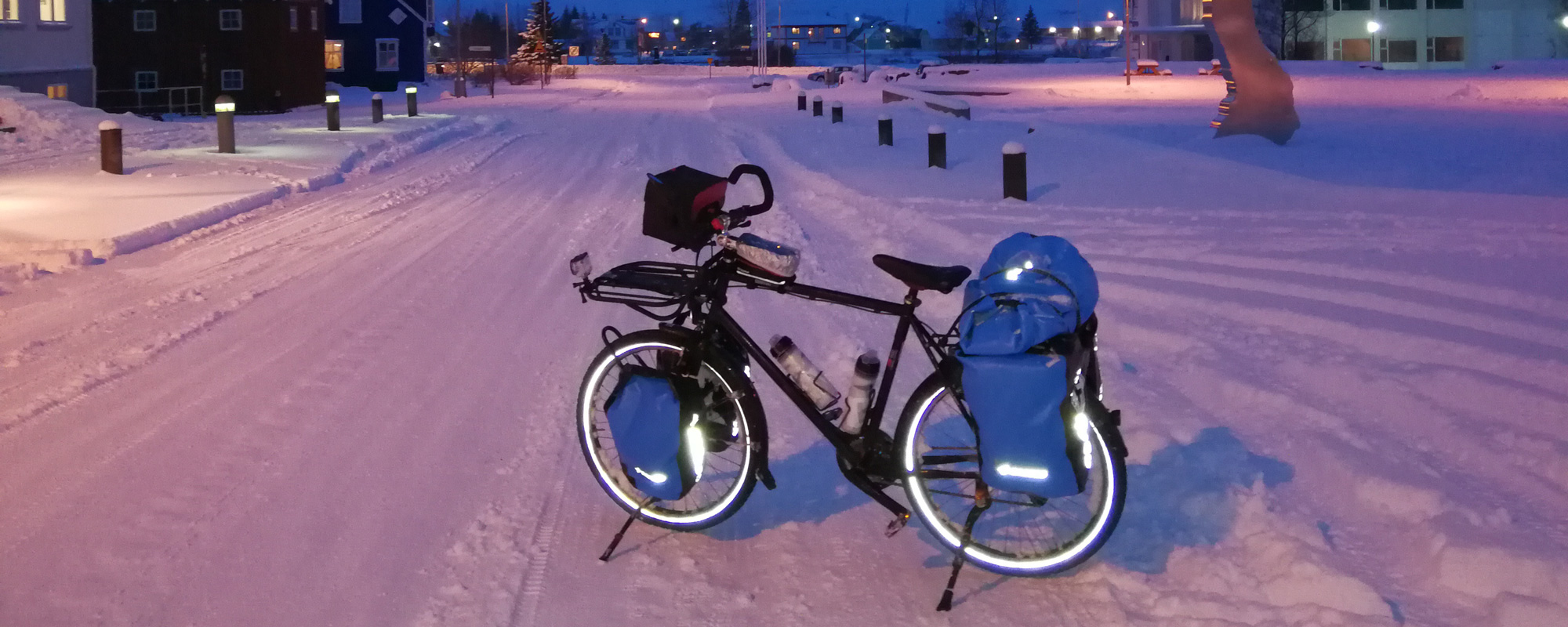 En Islande à vélo en hiver 2017/2018, dans le centre de Seydisfjordur